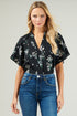 Magnol Floral Ruffle Split Neck Blouse